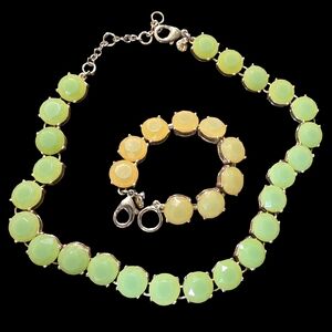 J Crew - Light Green & Gold-Tone, Necklace & Bracelet Set - SEE DESCRIPTION